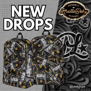 Black and Gold Money Print Backpack